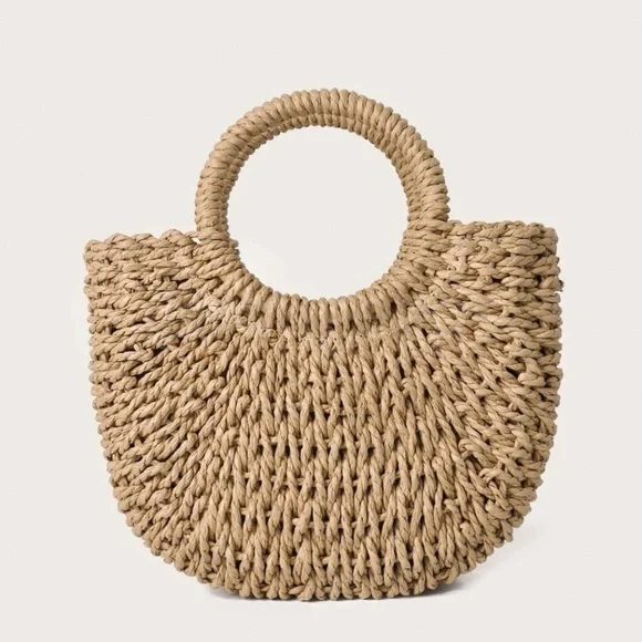 Straw Round Mini Bag Shoulder Strap - Picture 5 of 9